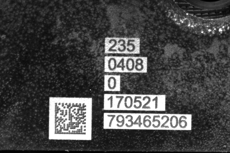 Application image of printed plain text and code with laser marking on a metallic surface