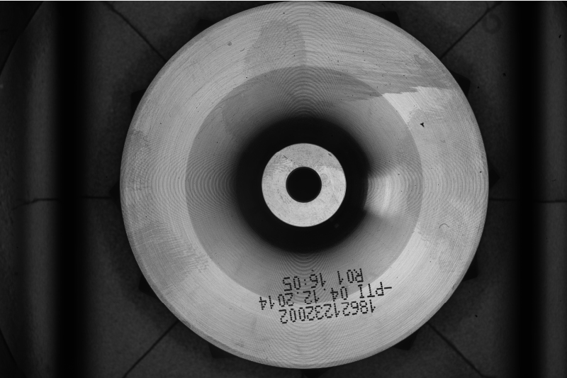 Application image of the final inspection of turbocharger compressor wheels in automotive production