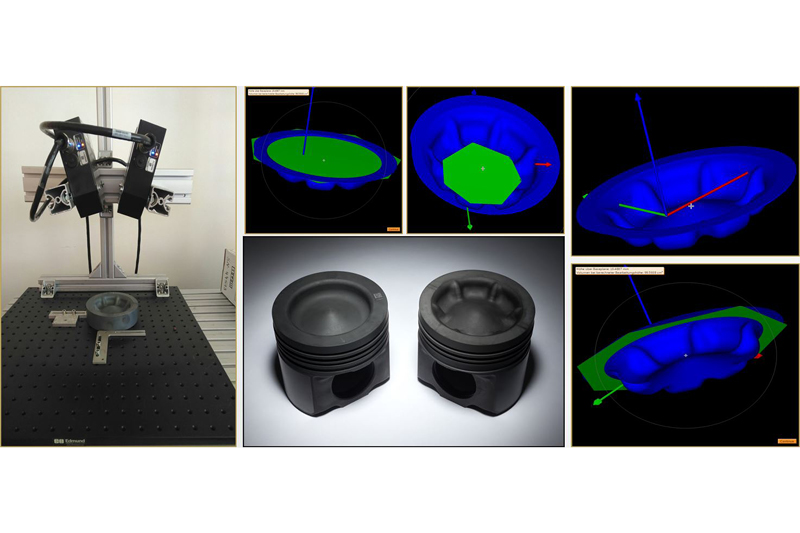 Applikationsbild der 3D-Volumenvermessung an Fahrzeugkolben in der Automobil-Produktion